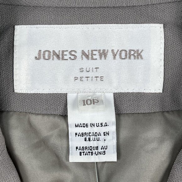NWT Jones New York GreyWool Lined Career Blazer w mother of pearl buttons 10P - Picture 3 of 8